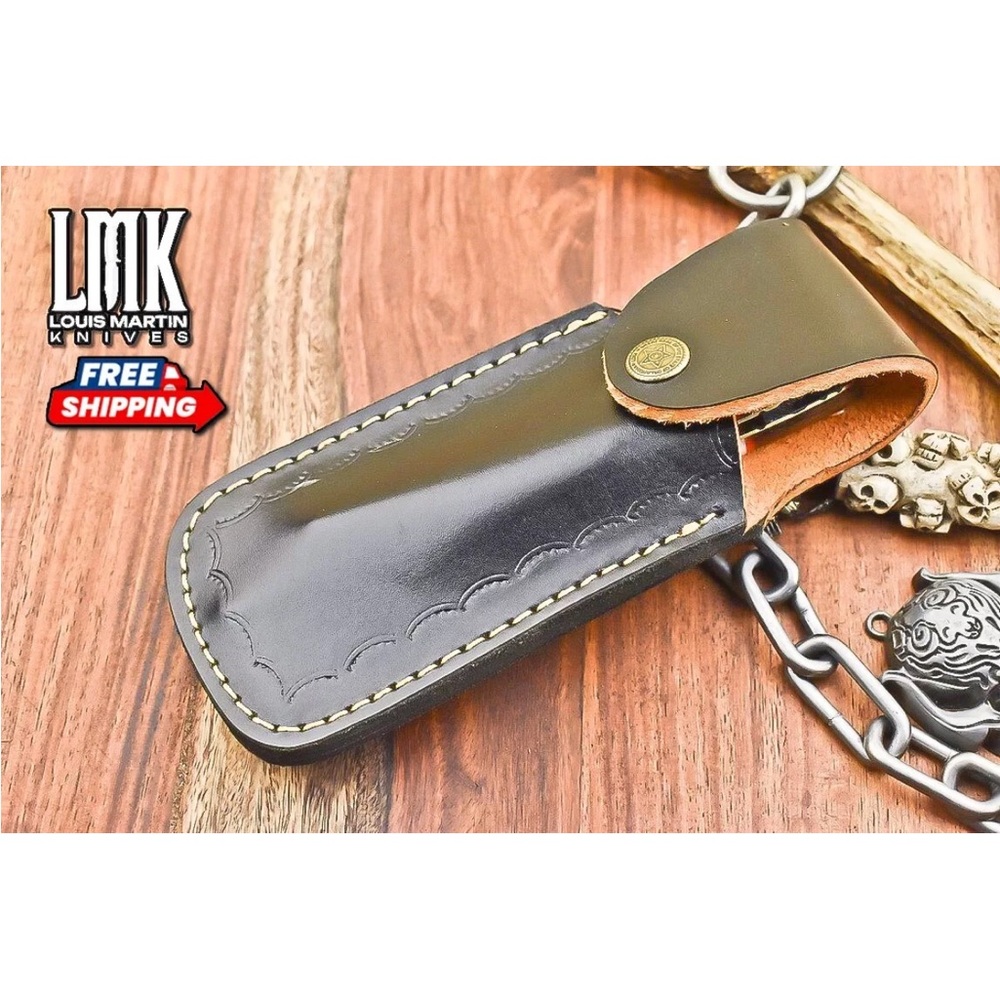 Damascus Steel Straight Razor Bone Handle - Picture 9 of 11